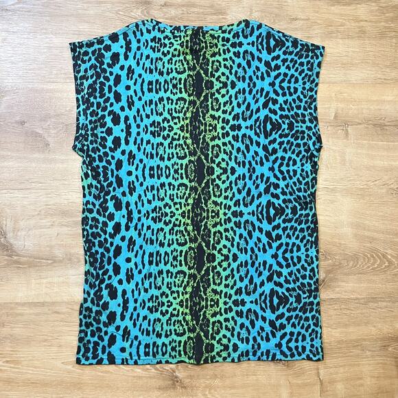 Versace for H&M NWT blue leopard graphic print tshirt RARE size Medium - Picture 2 of 6